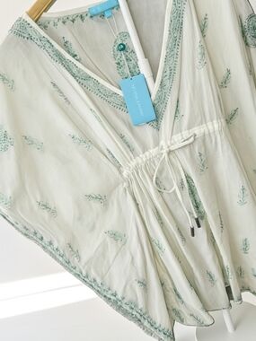 Melissa Odabash White and Sage Green Printed Swim Coverup - Size S